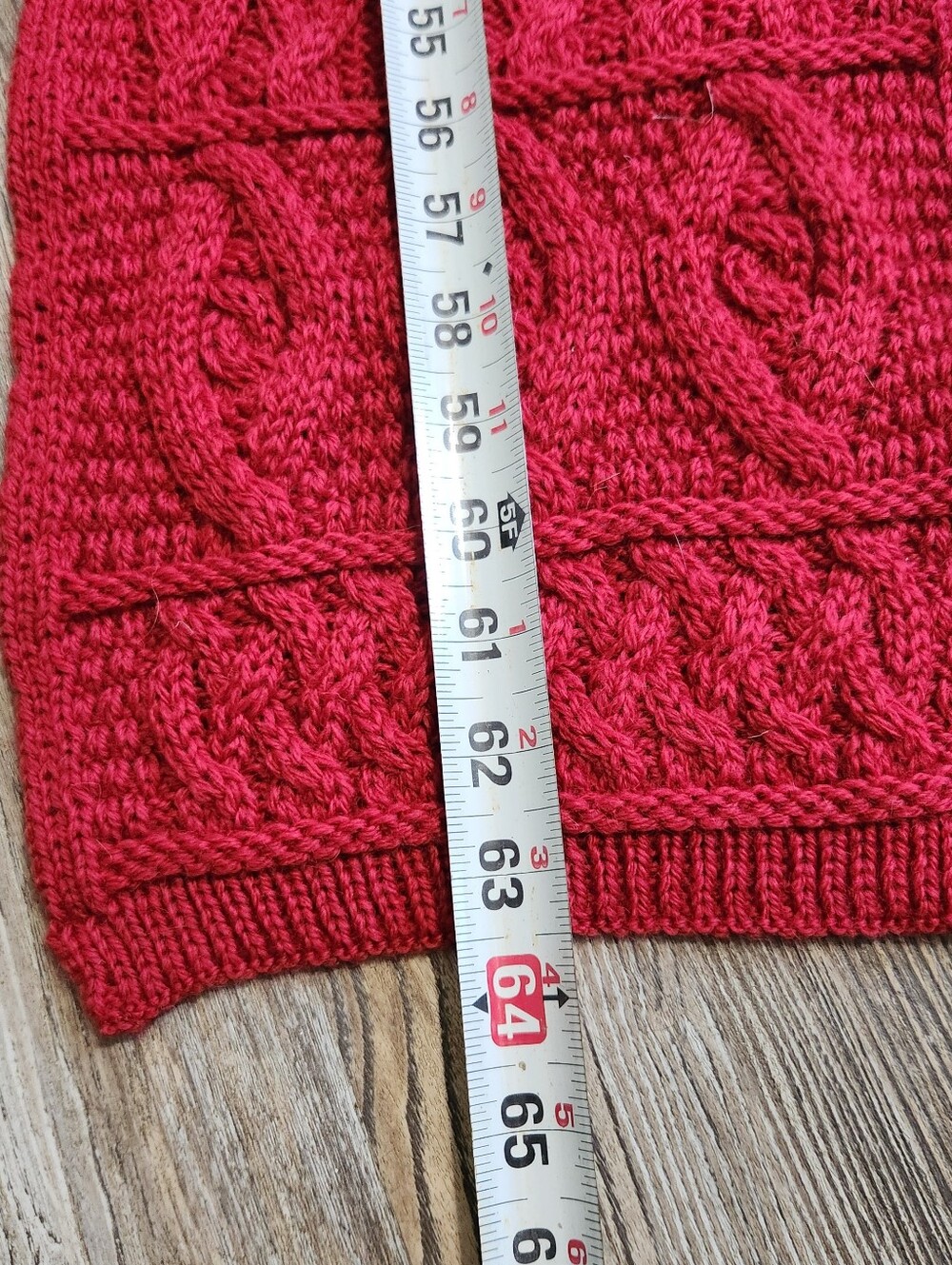 Aran Crafts Wool Honeycomb Red Scarf Unisex Ireland 64x9 Inch Cable Knit Celtic - Picture 10 of 11